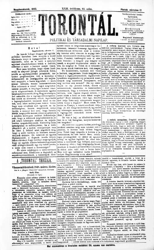 Torontál, 22. évf. 1893. március 17. 63. sz.