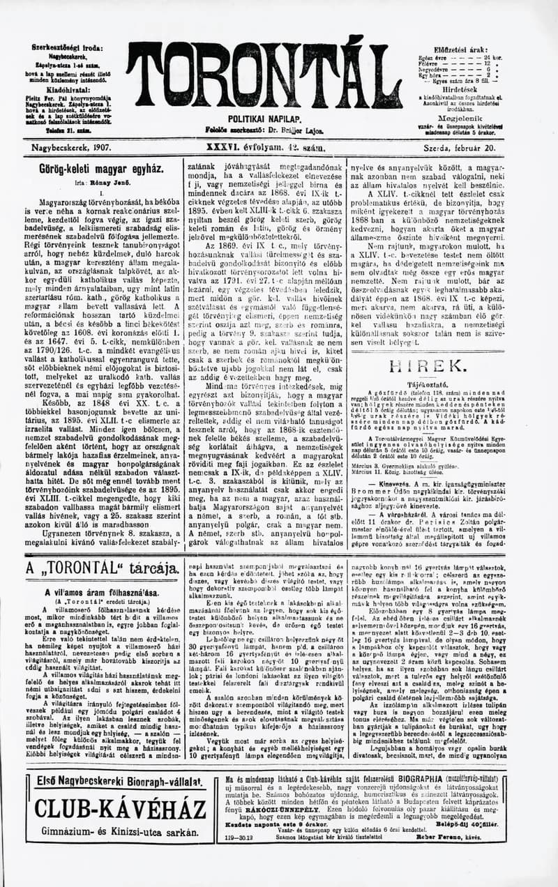 Torontál, 36. évf. 1907. február 20. 42. sz.