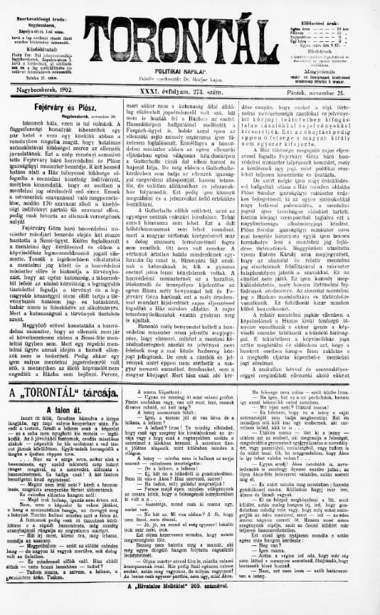 Torontál, 31. évf. 1902. november 28. 273. sz.