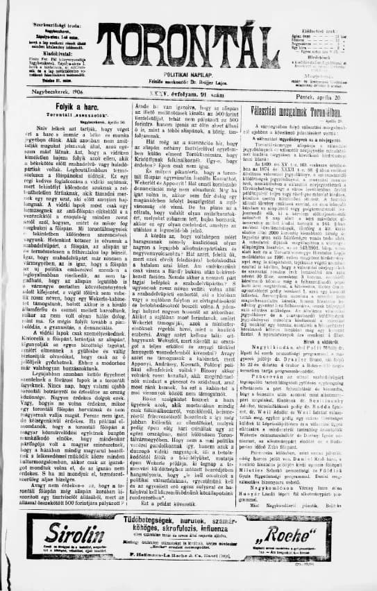 Torontál, 35. évf. 1906. április 20. 91. sz.
