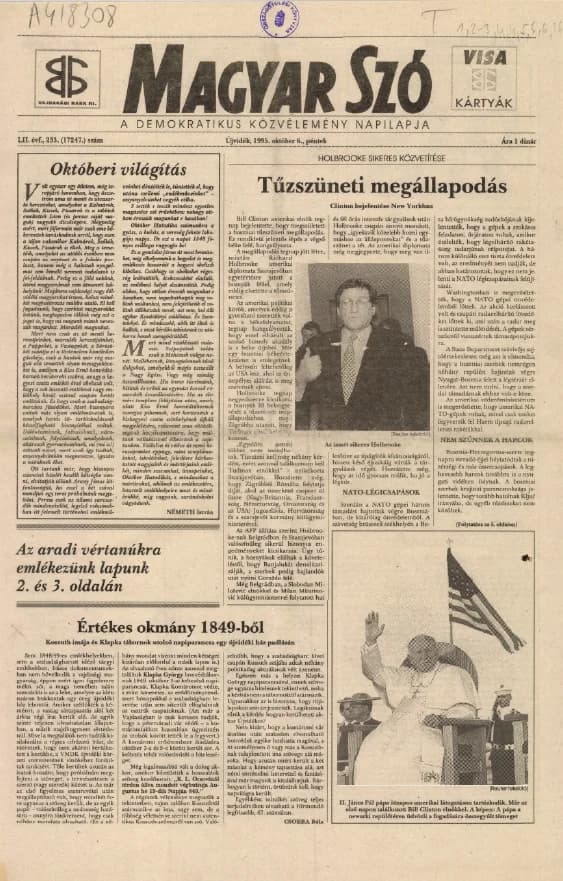 Magyar Szó, 52. évf. 1995. október 6. 233. sz. 1–16. oldal
