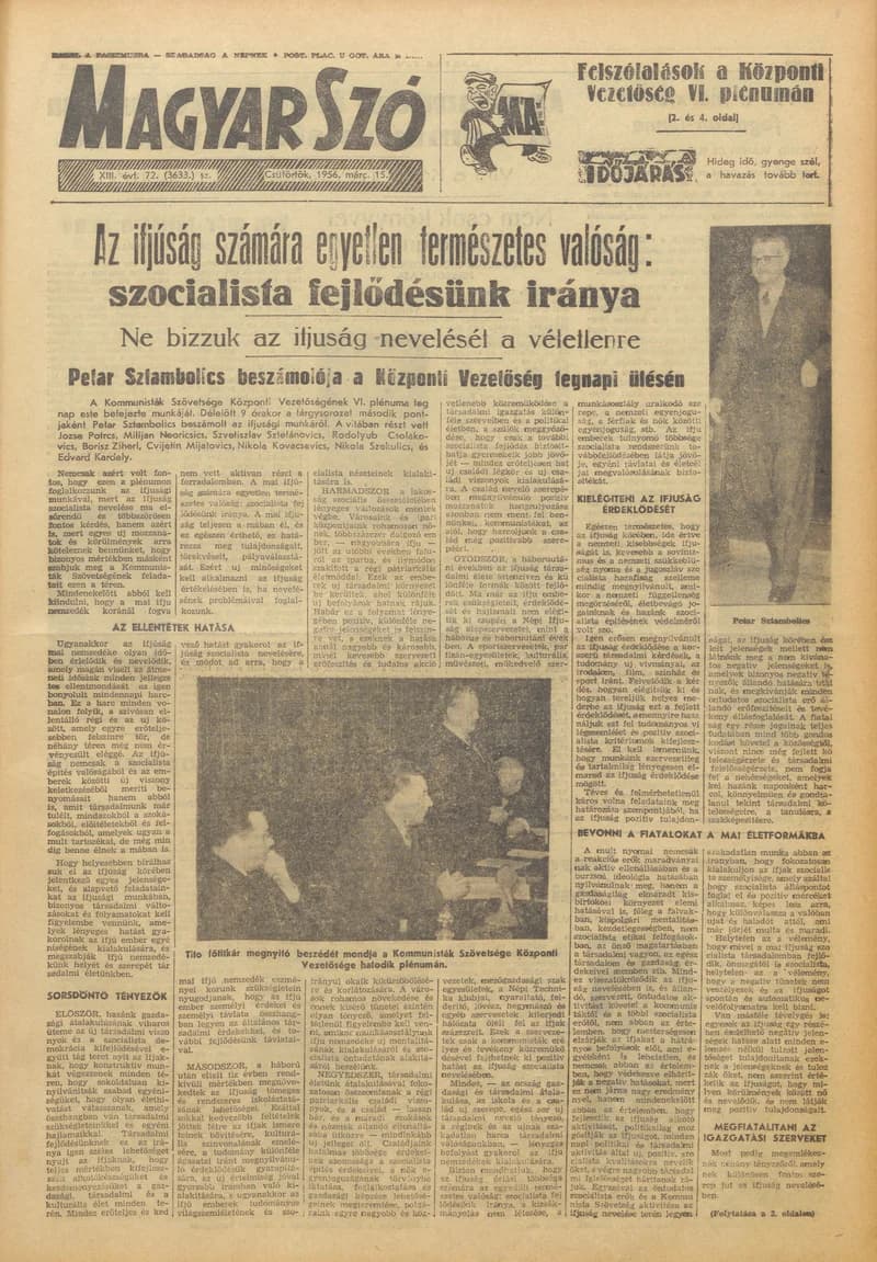 Magyar Szó, 13. évf. 1956. március 15. 72. sz. 1–14. oldal