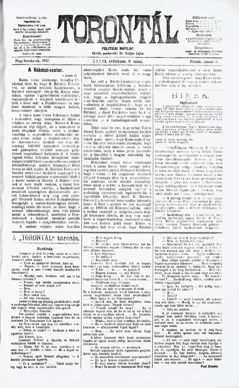 Torontál, 36. évf. 1907. január 11. 9. sz.