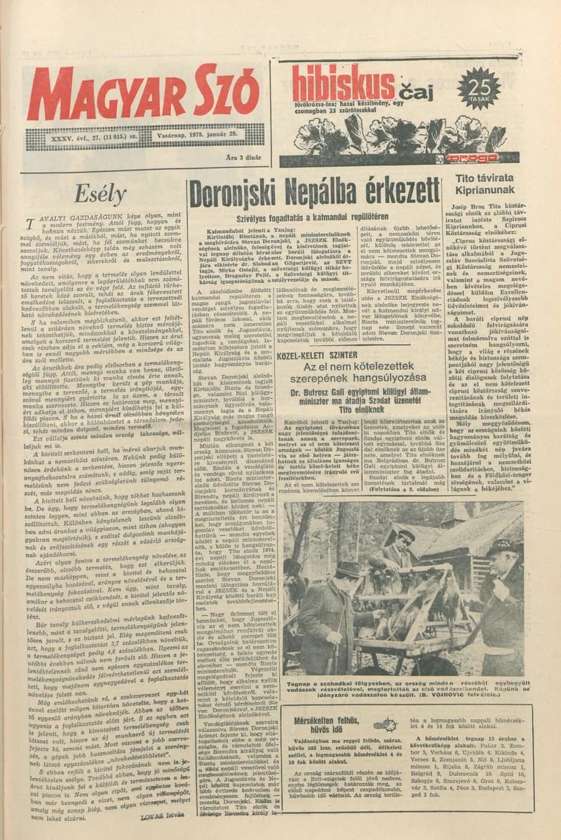 Magyar Szó, 35. évf. 1978. január 29. 27. sz. 1–32. oldal