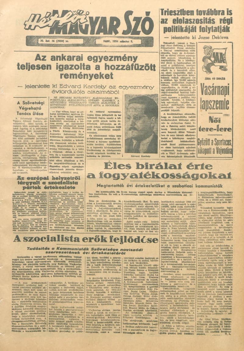 Magyar Szó, 11. évf. 1954. március 1. 56. sz. 1–6. oldal