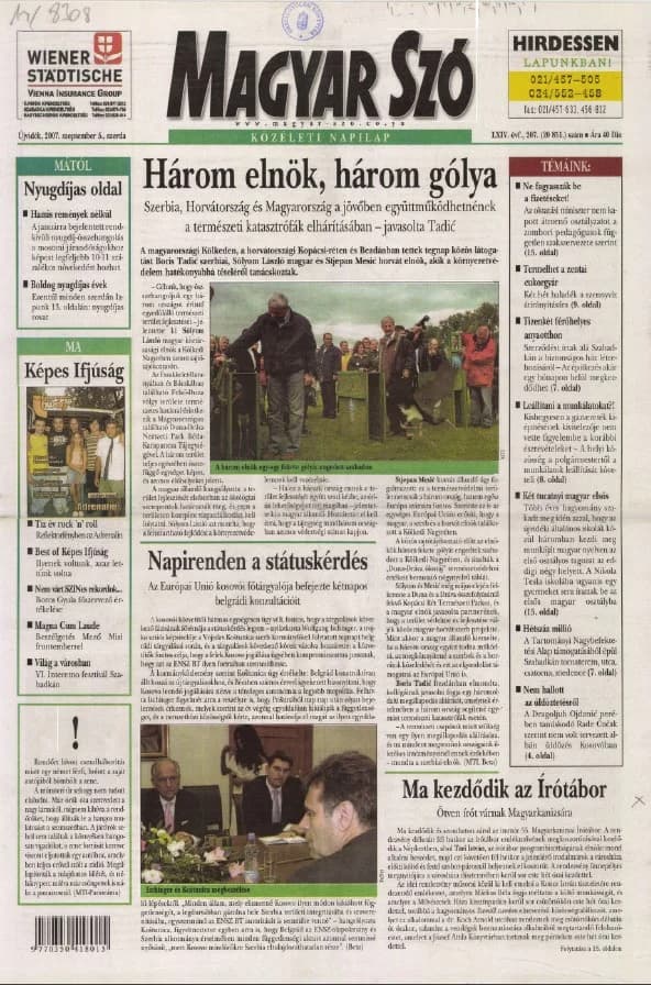 Magyar Szó, 64. évf. 2007. szeptember 5. 207. sz. 1–18. oldal