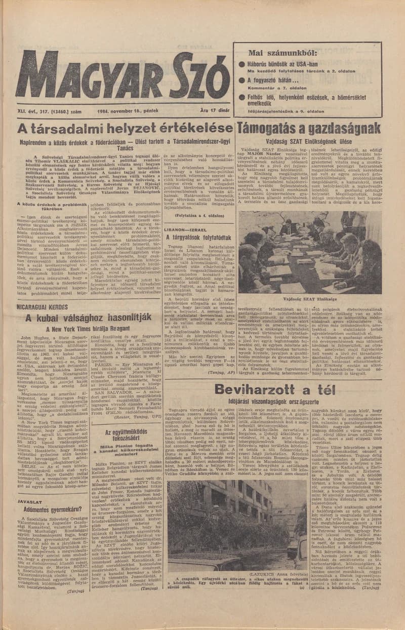 Magyar Szó, 41. évf. 1984. november 16. 317. sz. 1–20. oldal