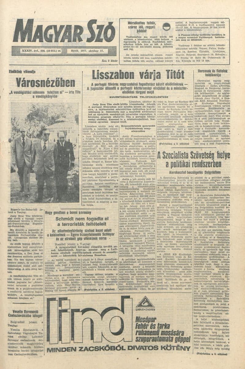 Magyar Szó, 34. évf. 1977. október 17. 286. sz.