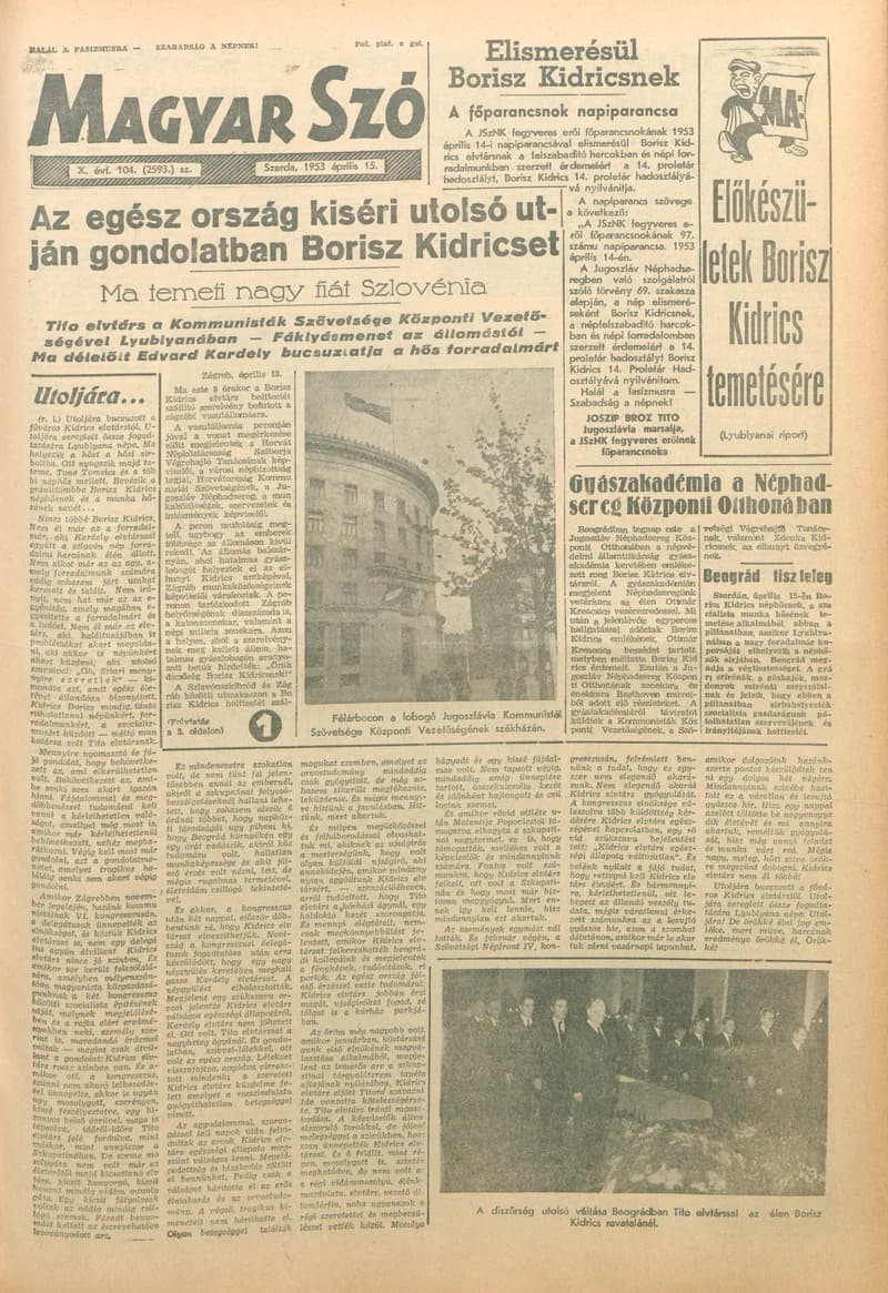 Magyar Szó, 10. évf. 1953. április 15. 104. sz. 1–8. oldal