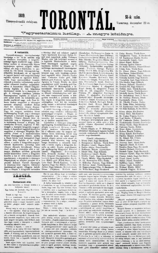 Torontál, 18. évf. 1889. december 22. 51. sz.