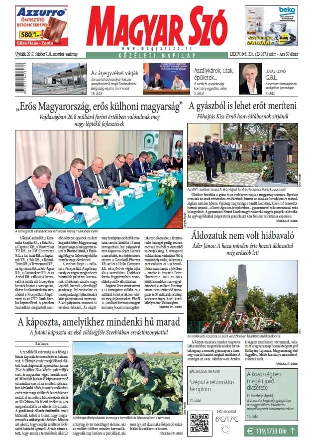 Magyar Szó, 74. évf. 2017. október 7. – 8. 234. sz. 1–32. oldal