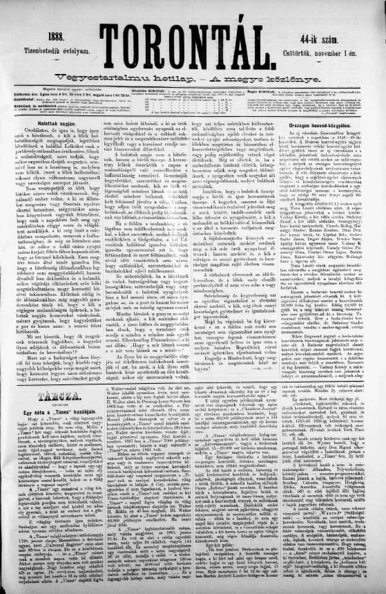 Torontál, 17. évf. 1888. november 1. 44. sz.