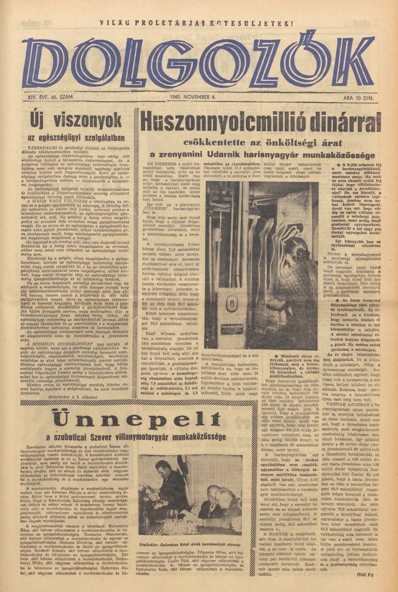 Dolgozók, 14. évf. 1960. november 4. 45. sz.