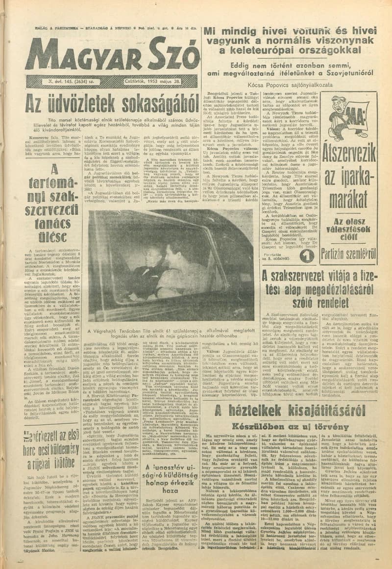 Magyar Szó, 10. évf. 1953. május 28. 145. sz. 1–12. oldal