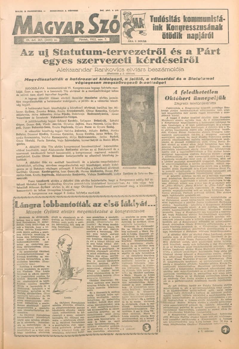 Magyar Szó, 9. évf. 1952. november 7. 267. sz. 1–8. oldal