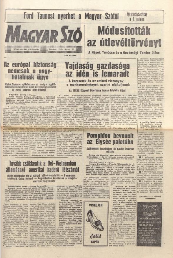 Magyar Szó, 26. évf. 1969. június 21. 168. sz. 1–16. oldal