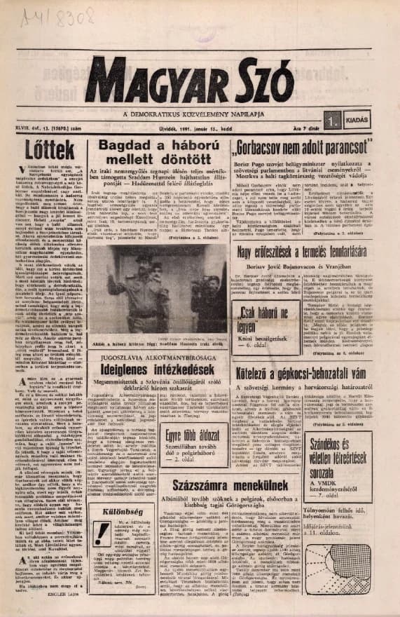 Magyar Szó, 48. évf. 1991. január 15. 13. sz. 1–20. oldal