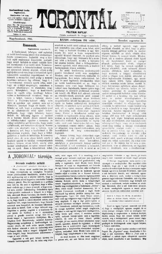 Torontál, 34. évf. 1905. augusztus 26. 194. sz.