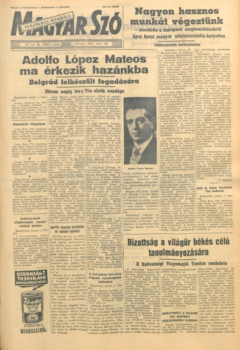 Magyar Szó, 20. évf. 1963. március 29. 86. sz. 1–14. oldal