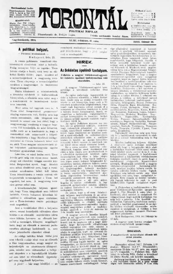 Torontál, 43. évf. 1914. február 23. 43. sz.