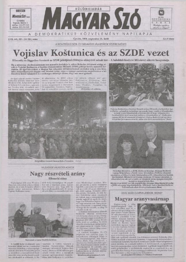 Magyar Szó, 57. évf. 2000. szeptember 25. 227. sz. 1–8. oldal