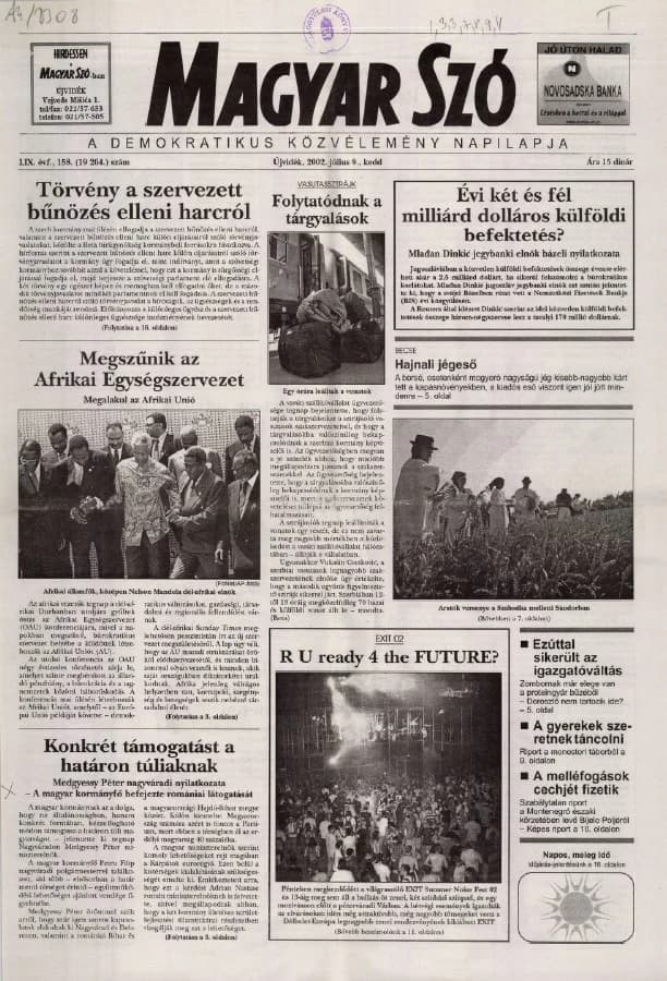 Magyar Szó, 59. évf. 2002. július 9. 158. sz. 1–16. oldal