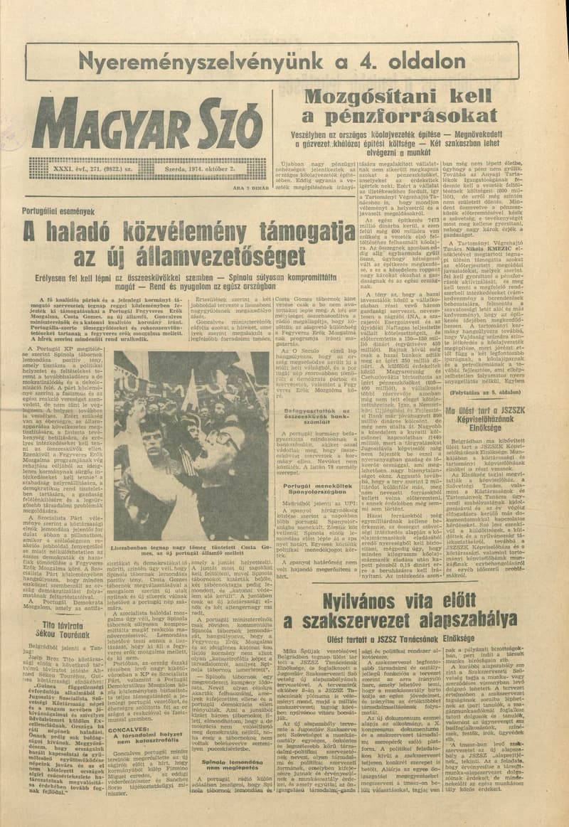 Magyar Szó, 31. évf. 1974. október 2. 271. sz. 1–20. oldal
