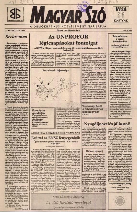 Magyar Szó, 52. évf. 1995. július 11. 158. sz. 1–16. oldal