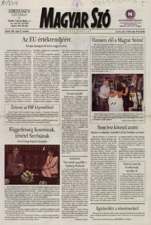 Magyar Szó, 60. évf. 2003. május 29. 125. sz. 1–16. oldal