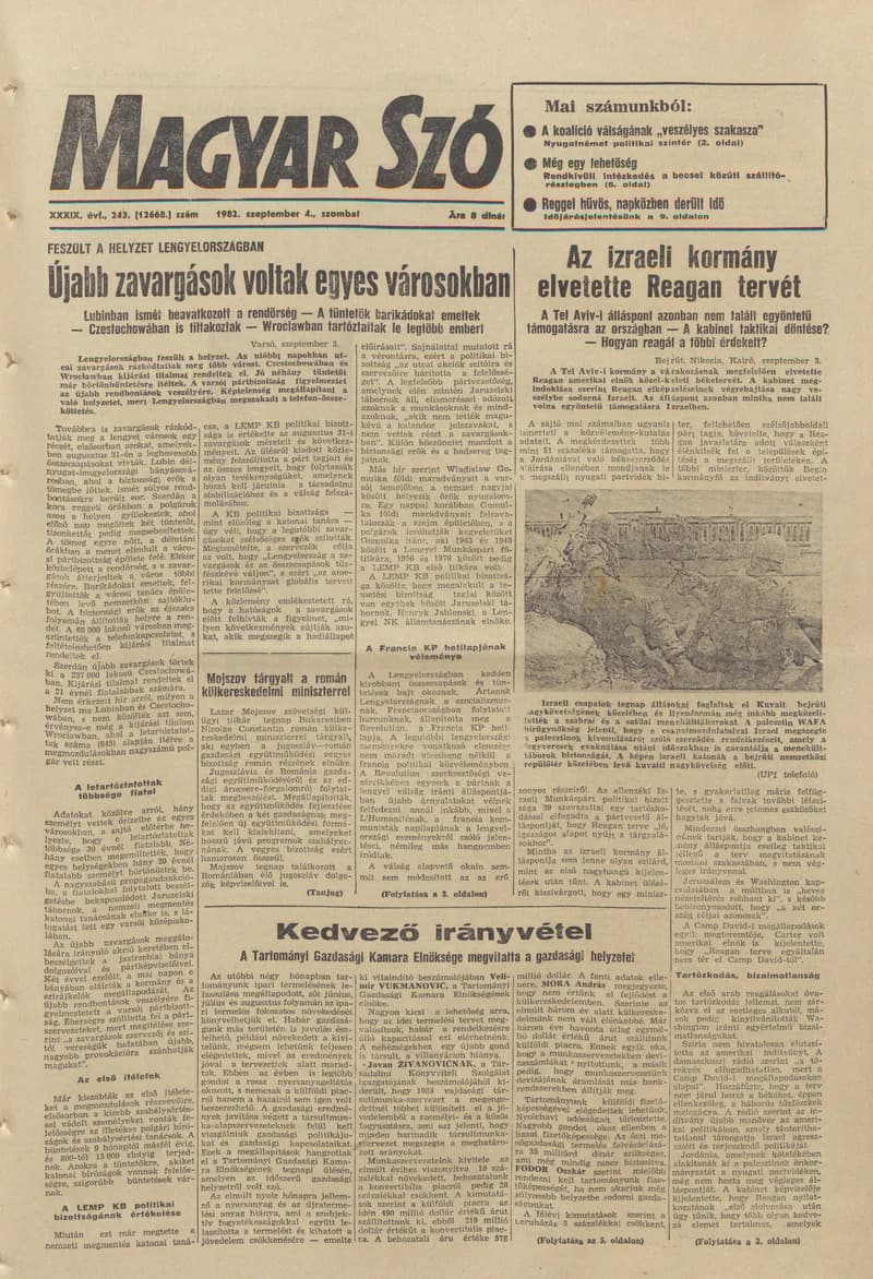 Magyar Szó, 39. évf. 1982. szeptember 4. 243. sz. 1–20. oldal