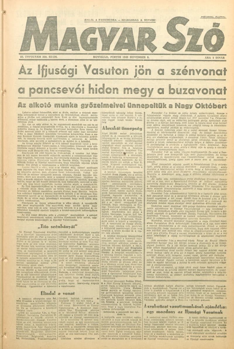 Magyar Szó, 3. évf. 1946. november 8. 266. sz. 1–6. oldal