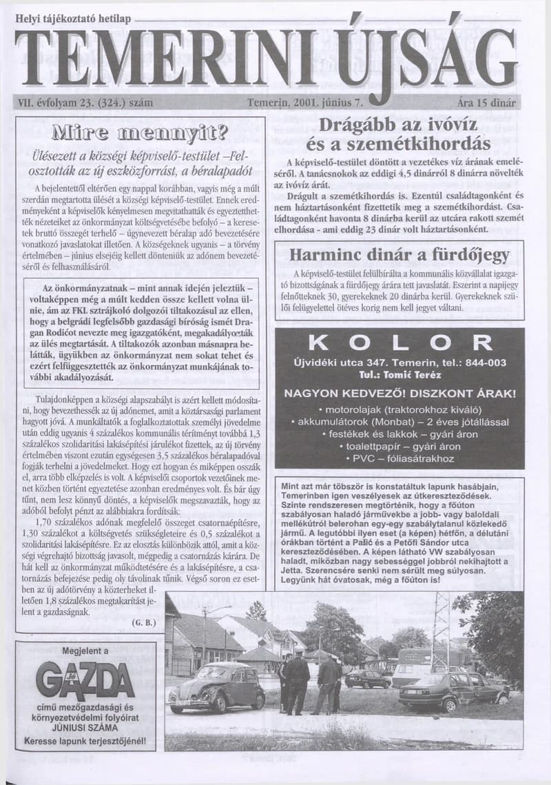 Temerini Újság, 7. évf. 2001. június 7. 23. sz.