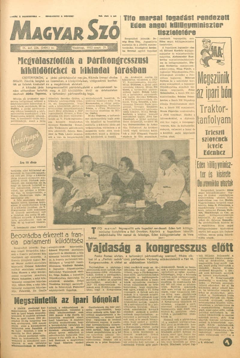 Magyar Szó, 9. évf. 1952. szeptember 21. 226. sz. 1–12. oldal
