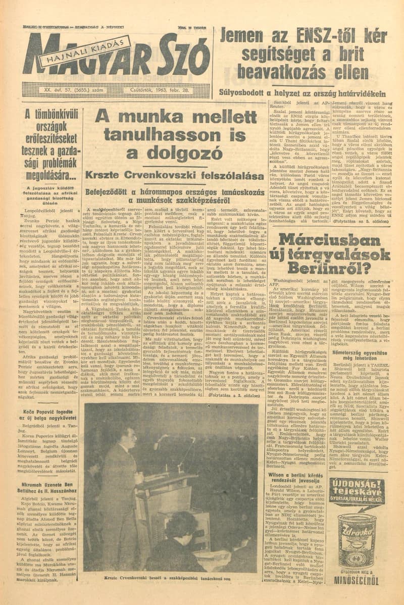 Magyar Szó, 20. évf. 1963. február 28. 57. sz. 1–14. oldal