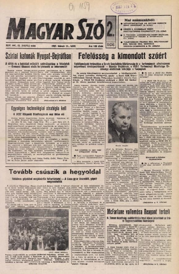 Magyar Szó, 44. évf. 1987. február 23. 52. sz. 1–20. oldal