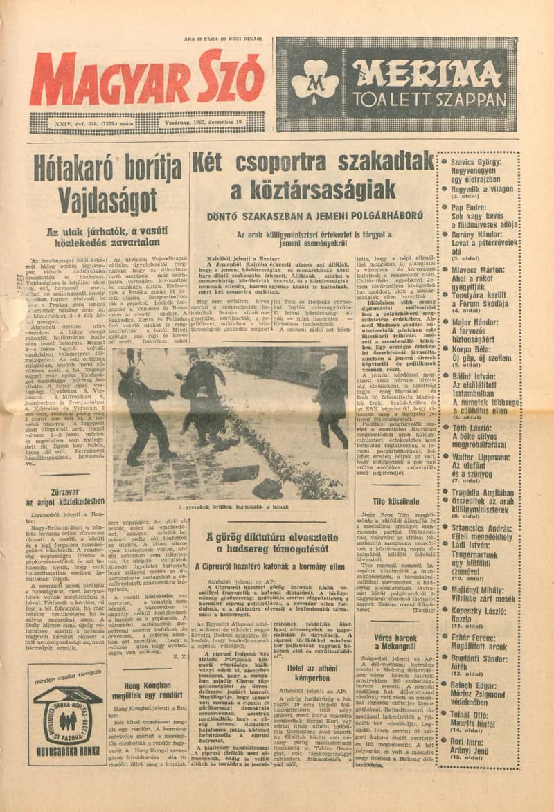 Magyar Szó, 24. évf. 1967. december 10. 338. sz. 1–24. oldal