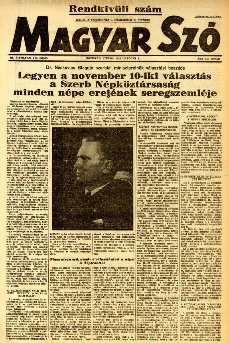 Magyar Szó, 3. évf. 1946. október 9. 240. sz. 1–6. oldal