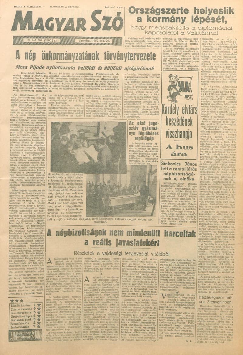 Magyar Szó, 9. évf. 1952. december 20. 302. sz. 1–12. oldal