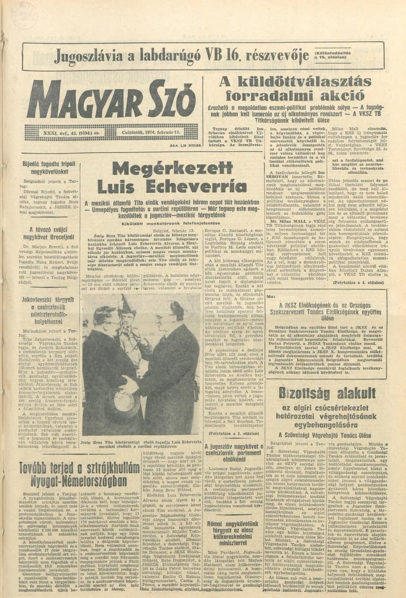 Magyar Szó, 31. évf. 1974. február 14. 43. sz. 1–20. oldal