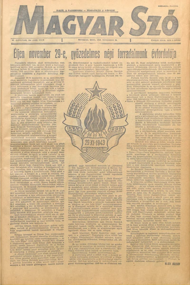 Magyar Szó, 6. évf. 1949. november 29. 284. sz. 1–8. oldal