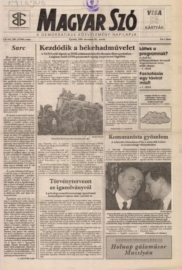 Magyar Szó, 52. évf. 1995. december 20. 295. sz. 1–16. oldal