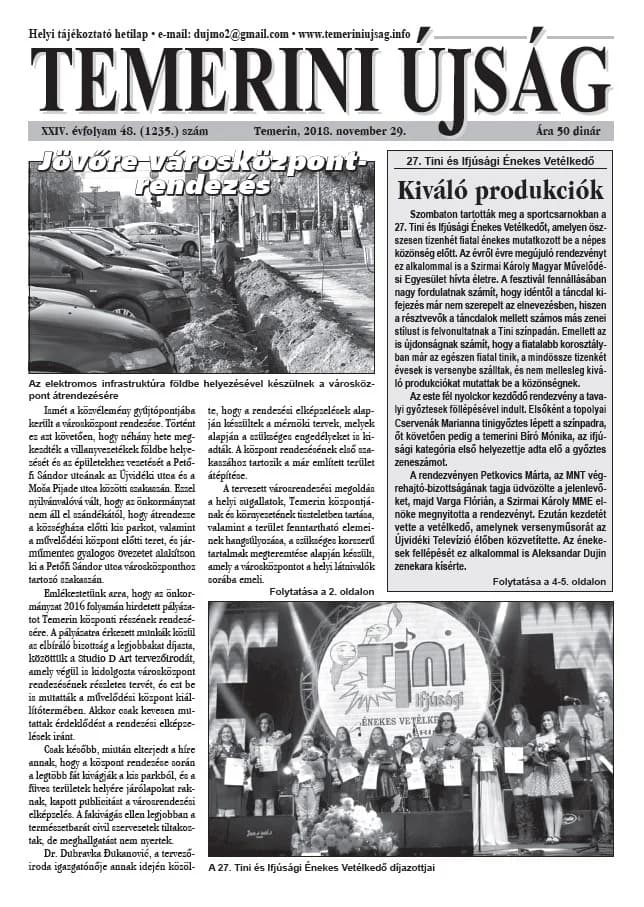Temerini Újság, 24. évf. 2018. november 29. 48. sz.
