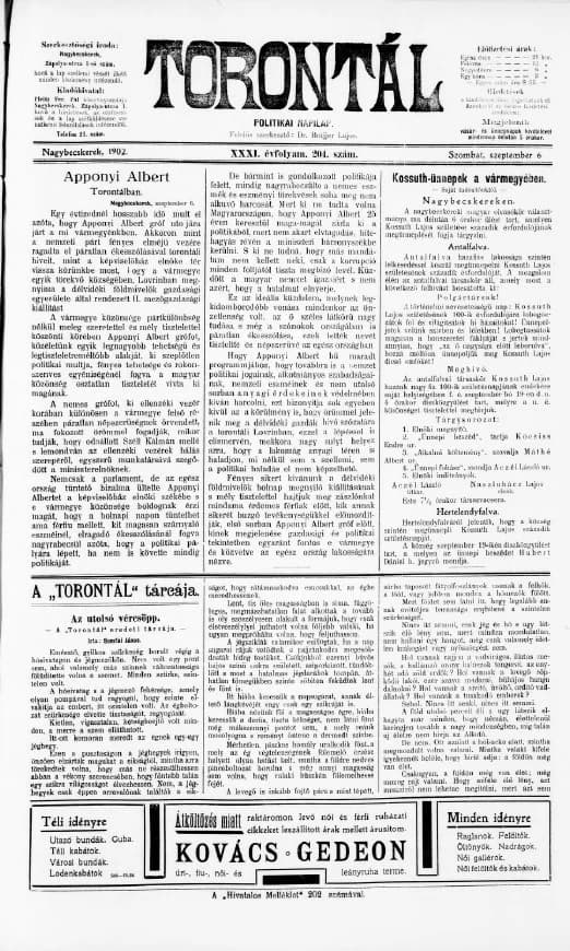 Torontál, 31. évf. 1902. szeptember 6. 204. sz.