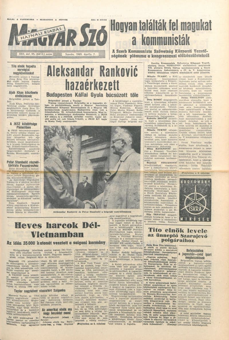 Magyar Szó, 22. évf. 1965. április 7. 95. sz. 1–16. oldal