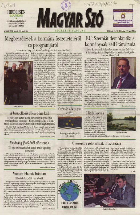 Magyar Szó, 61. évf. 2004. február 19. 40. sz. 1–20. oldal