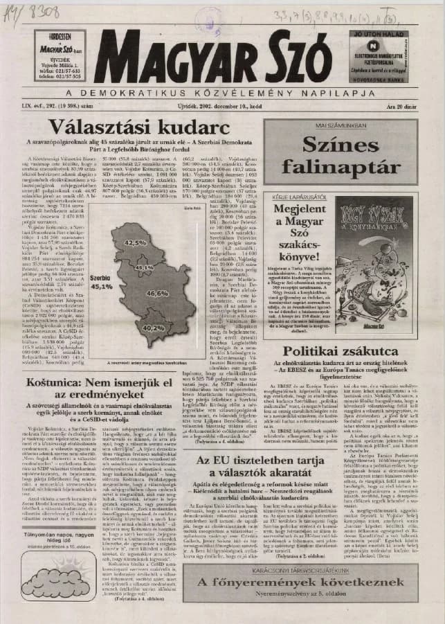 Magyar Szó, 59. évf. 2002. december 10. 292. sz. 1–16. oldal