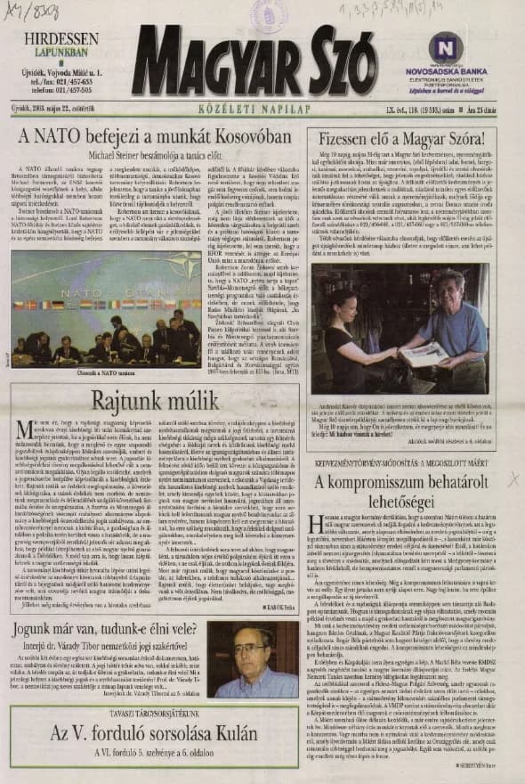 Magyar Szó, 60. évf. 2003. május 22. 119. sz. 1–16. oldal