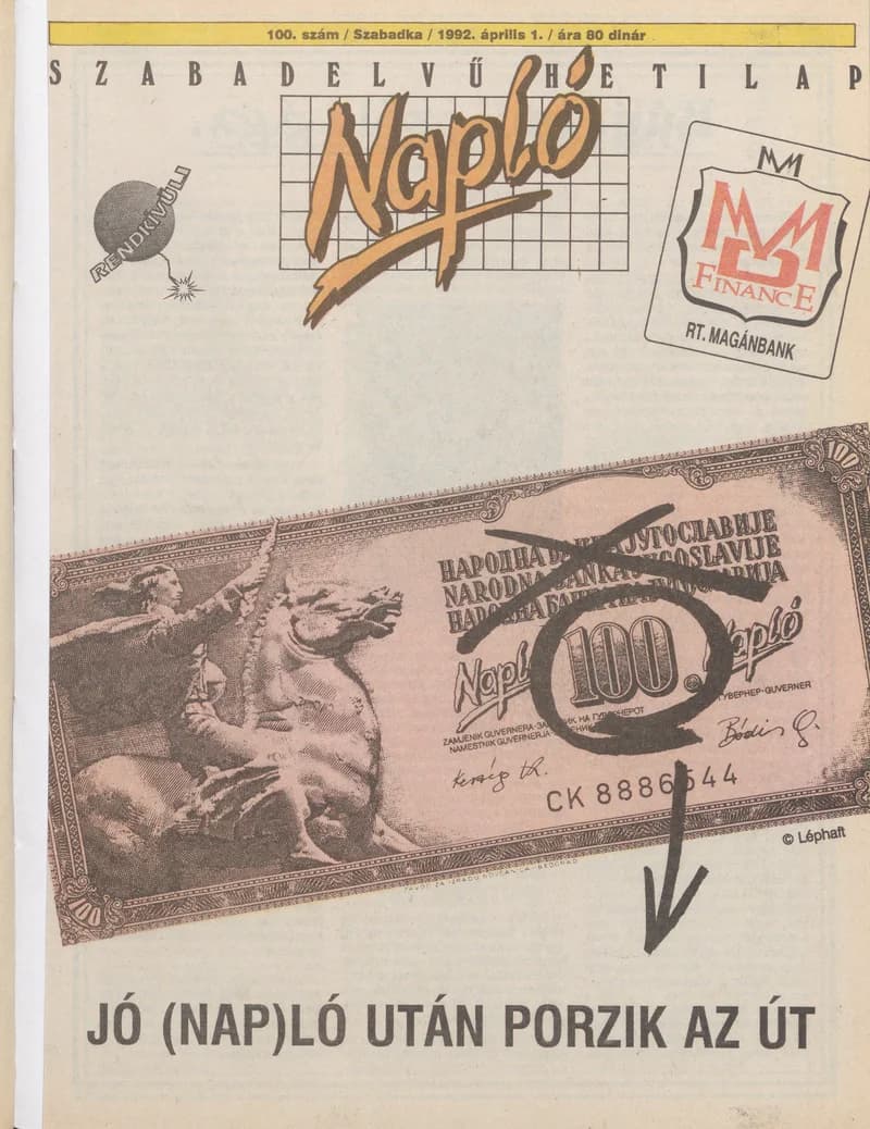 Napló - Szabadelvű hetilap, 3. évf. 1992. április 1. 100. sz.