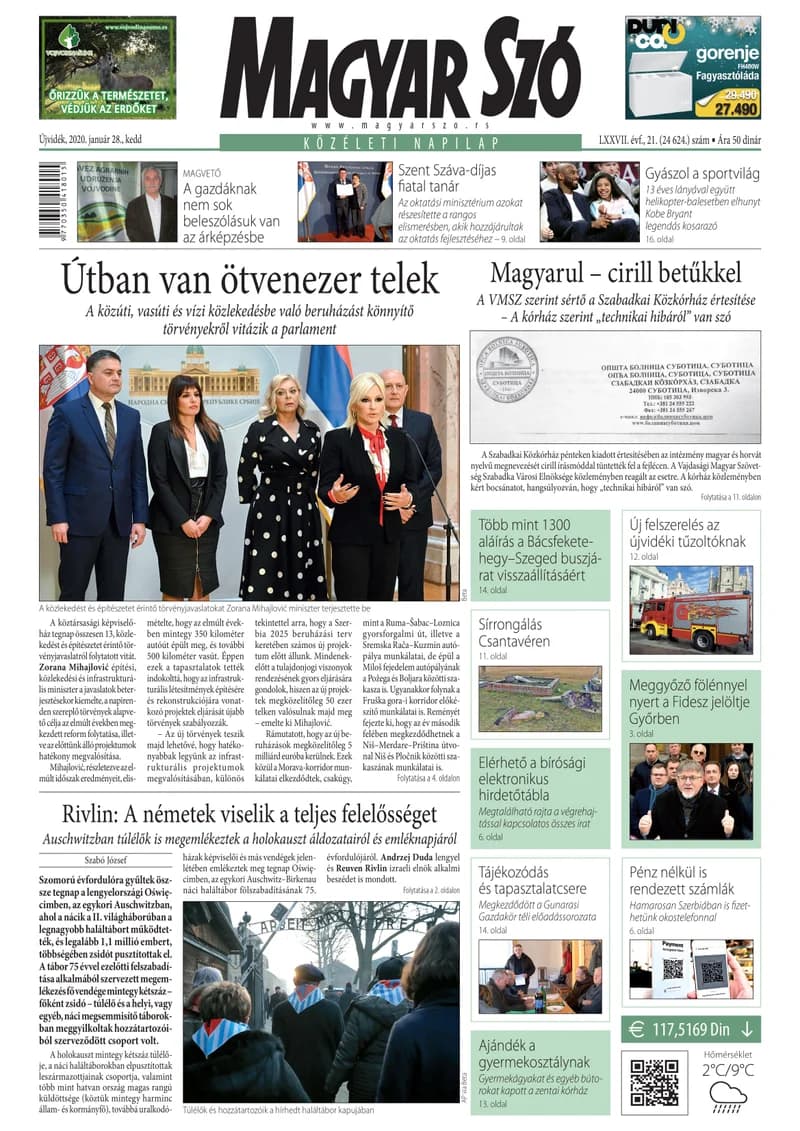 Magyar Szó, 77. évf. 2020. január 28. 21. sz. 1–20. oldal