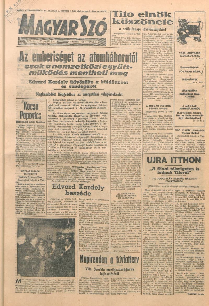 Magyar Szó, 14. évf. 1957. június 6. 153. sz. 1–8. oldal
